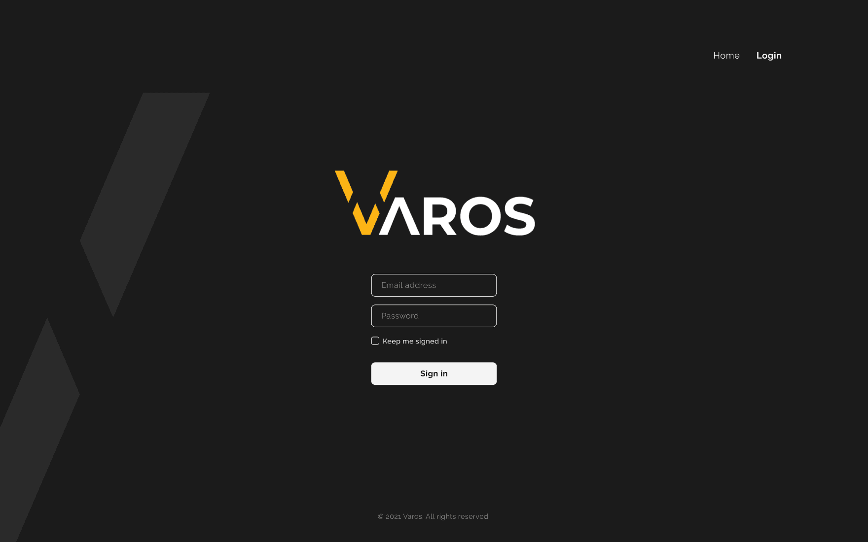 Varos - Login preview